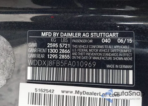 2015 Mercedes-Benz S 550 4Matic из США, поврежденный, VIN WDDXJ8FB5FA010969